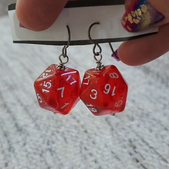 20-Sided Die Earrings  - Picture 1 of 3